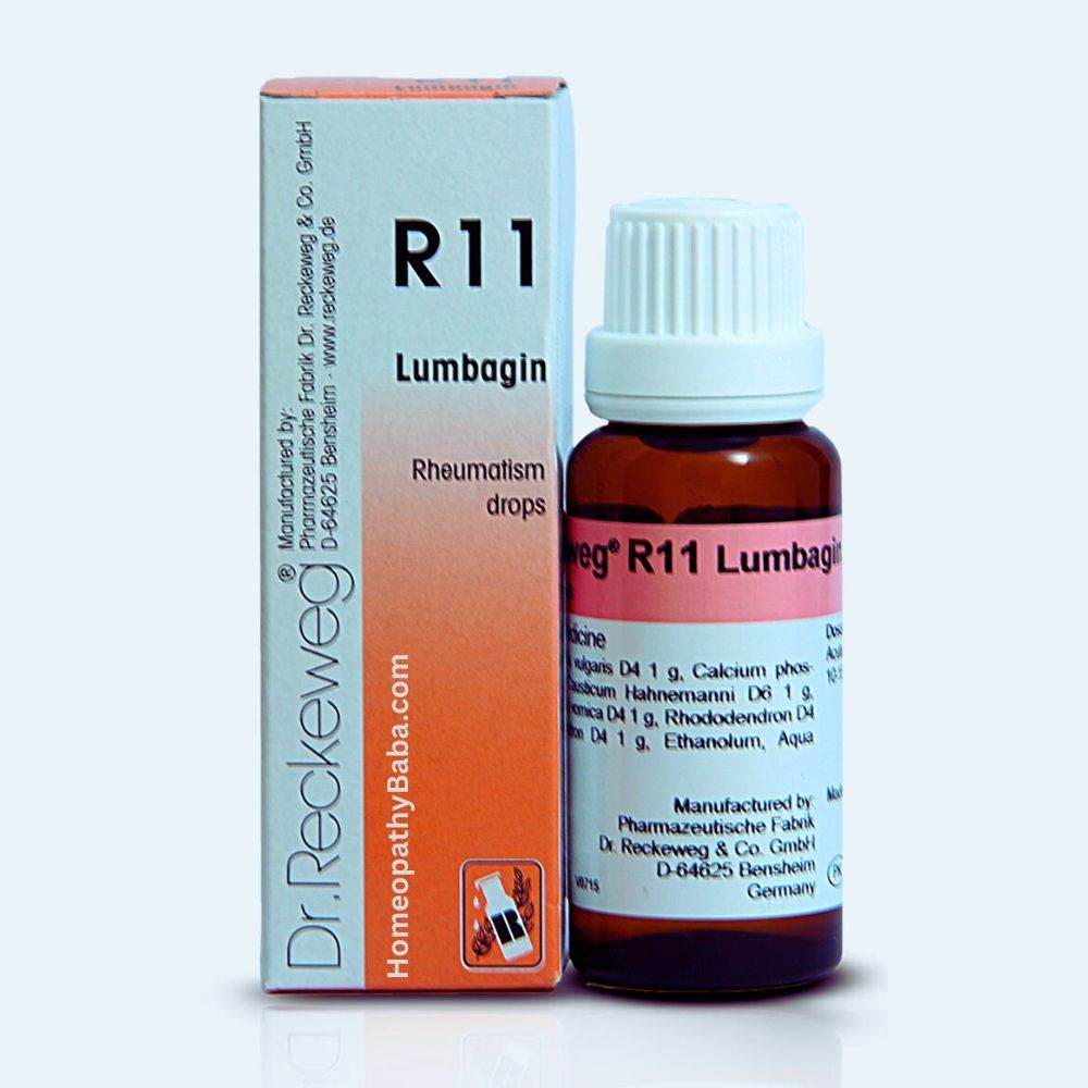 Dr. Reckeweg R11 Lumbagin Drops for rheumatism and sciatica pain | Homeopathy Baba