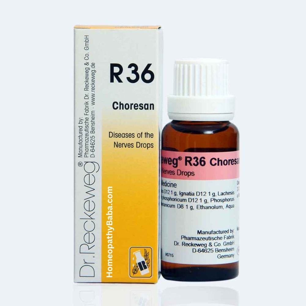 Dr. Reckeweg R36 Choreavitan drops for nervous twitching and chorea support | Homeopathy Baba