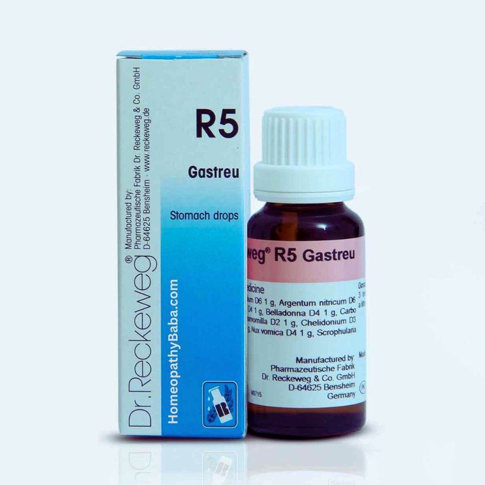 Dr. Reckeweg R5 Gastreu Stomach Drops for acidity and gastritis relief | Homeopathy Baba