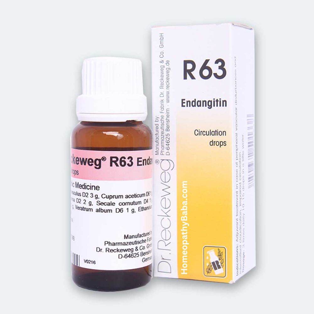 Dr. Reckeweg R63 Endangitin drops for circulation support | Homeopathy Baba