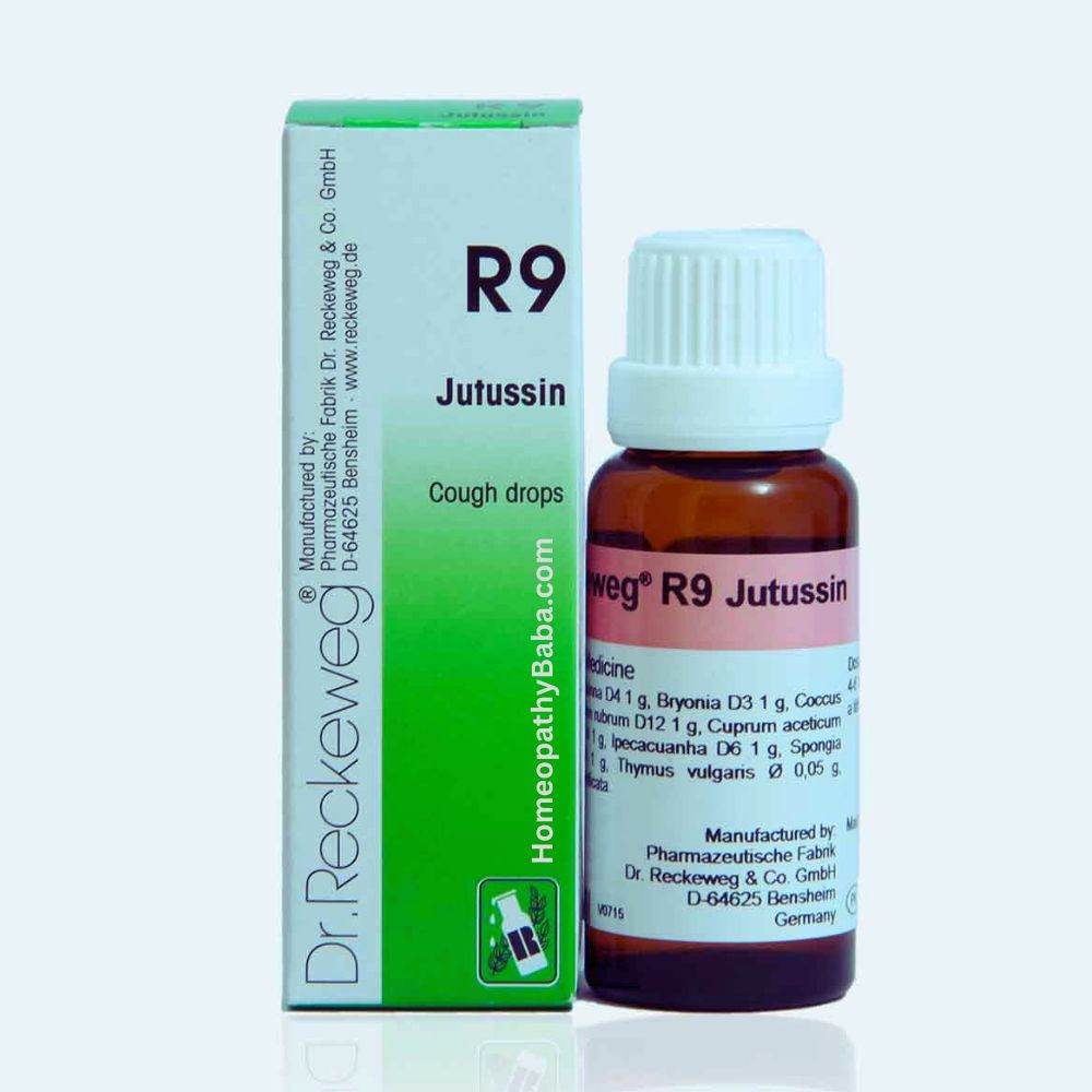 Dr. Reckeweg R9 Jutussin Drops for whooping cough and bronchitis | Homeopathy Baba