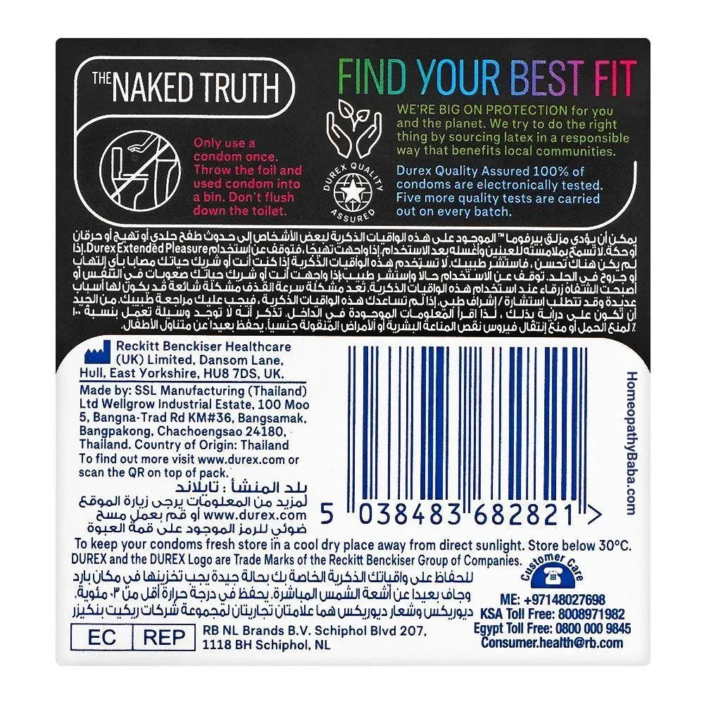 Durex Extended Pleasure Condoms (3 Pack) | For Longer-Lasting Performance