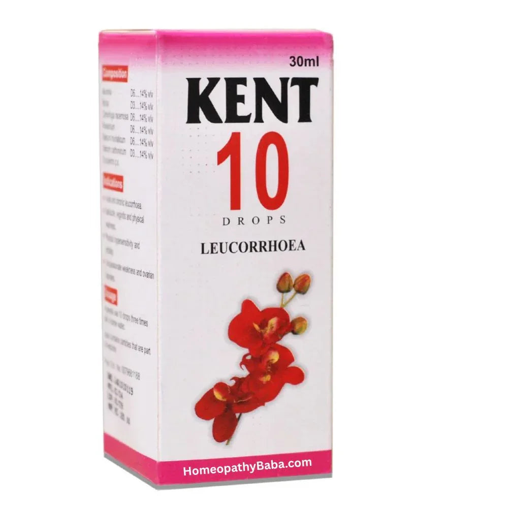 Kent 10 (Leucorrhoea) Drops for Women's Health Support | HomeopathyBaba.com