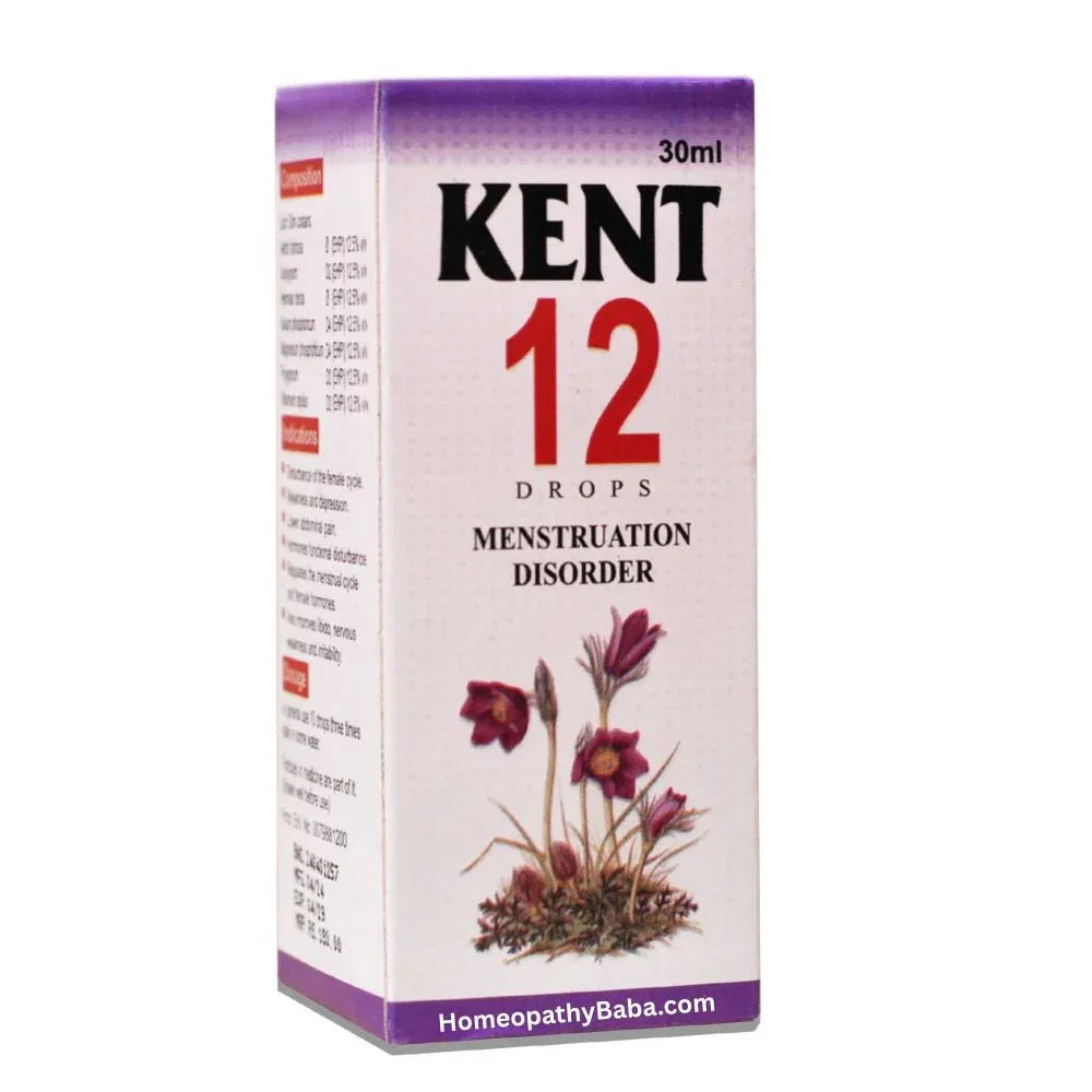 Kent 12 (Menstruation) Drops for Menstrual Disorder Support | HomeopathyBaba.com
