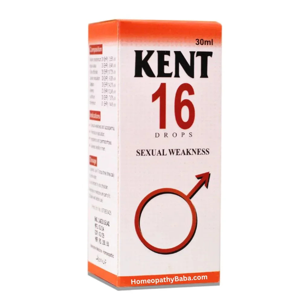 Kent 16 (Sexual Weakness) Drops for Male Vitality Support | HomeopathyBaba.com