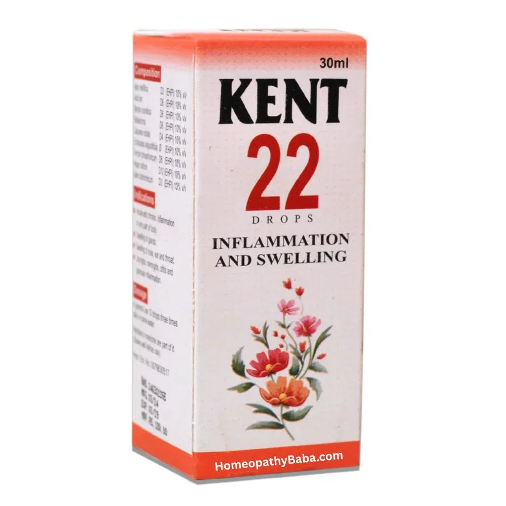 Kent 22 (Inflammation) Drops for Swelling & Glandular Support | HomeopathyBaba.com