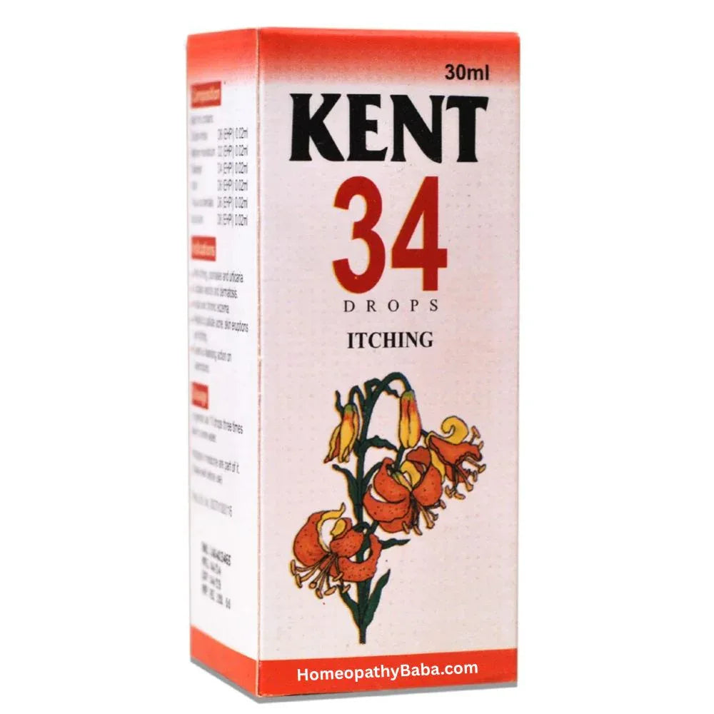 Kent 34 (Itching) Drops for Skin Allergy & Eczema Relief | HomeopathyBaba.com
