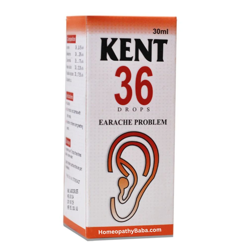 Kent 36 Drops for natural relief from earache and ear pain | Homeopathy Baba