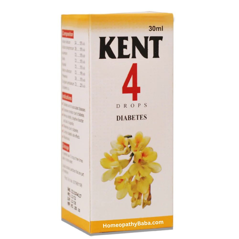 Kent 4 (Diabetes) Drops for Blood Sugar Support | HomeopathyBaba.com