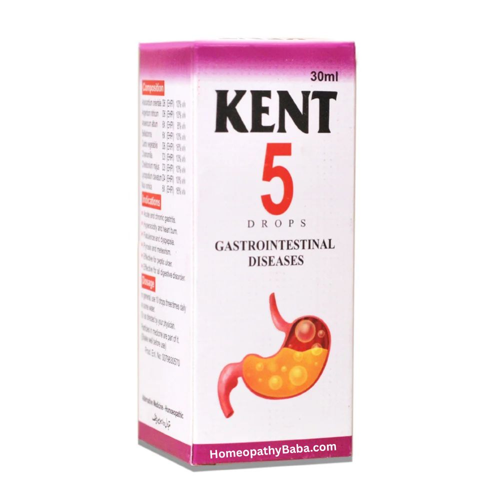 Kent 5 Drops for soothing heartburn and supporting digestive wellness | Homeopathy Baba