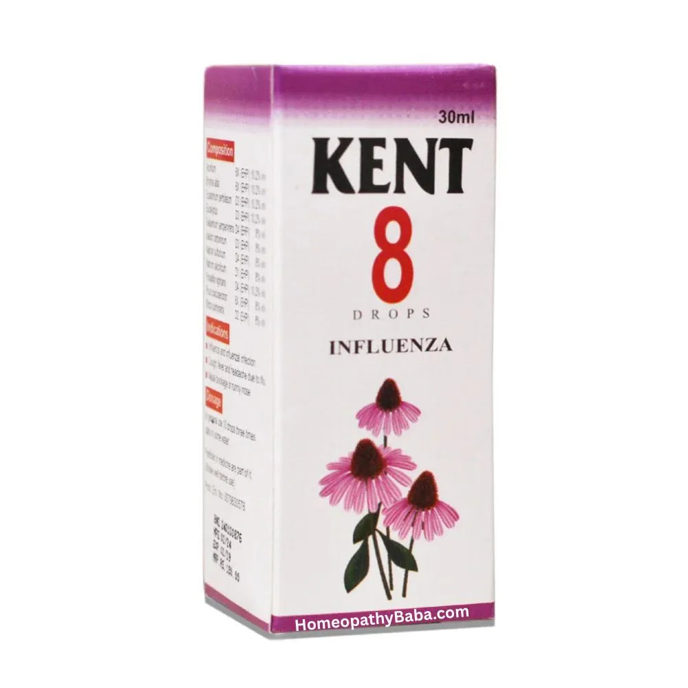 Kent 8 (Influenza) Drops for Flu & Fever Support | HomeopathyBaba.com