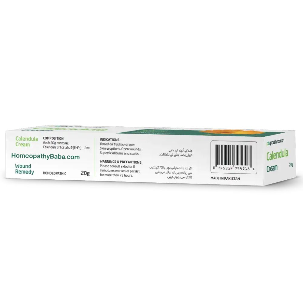 Paul Brooks Calendula Cream for healing skin eruptions, wounds, and burns | HomeopathyBaba.com