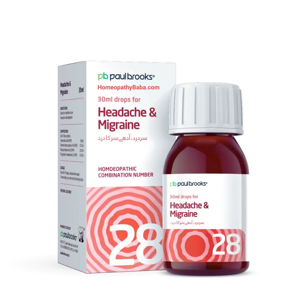 Paul Brooks Combination No 28 for Headache & Migraine Support | HomeopathyBaba.com