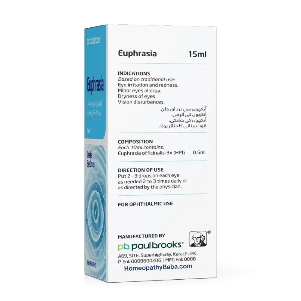 Paul Brooks Euphrasia Eye Drops for eye irritation and dryness | HomeopathyBaba.com