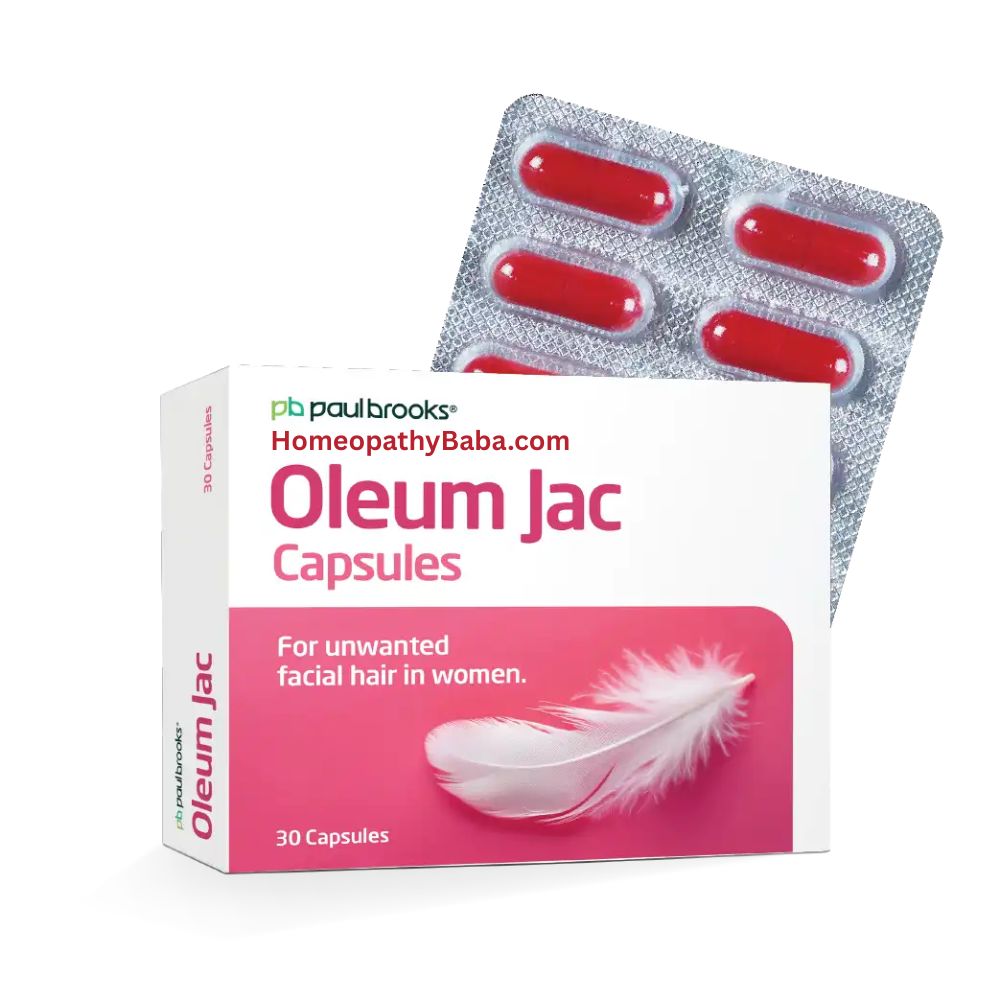 Paul Brooks Oleum Jac Capsules for unwanted facial and body hair | HomeopathyBaba.com