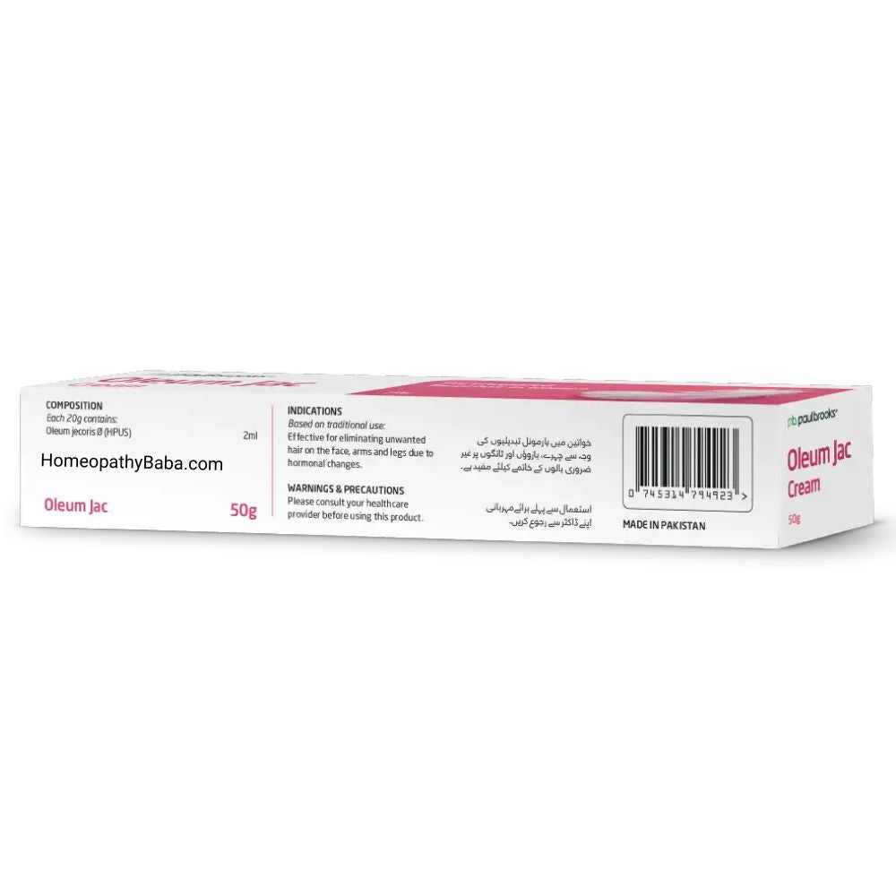 Paul Brooks Oleum Jac Cream for Unwanted Hair Support | HomeopathyBaba.com