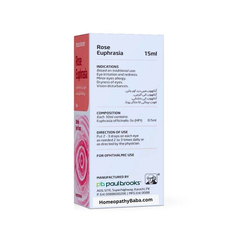 Paul Brooks Rose Euphrasia Drops for dry and irritated eyes | HomeopathyBaba.com