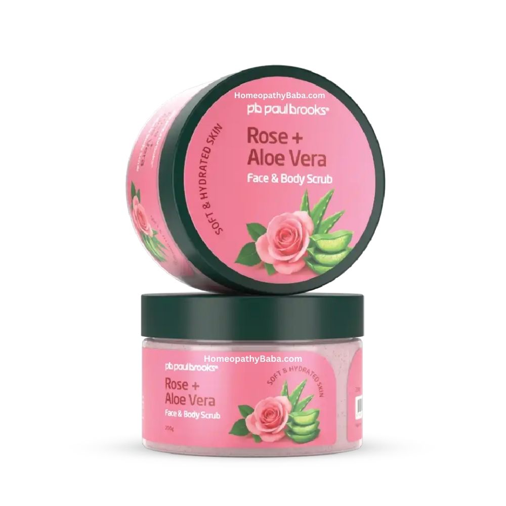 Paul Brooks Rose + Aloe Vera Face and Body Scrub for soft, hydrated skin | Homeopathy Baba