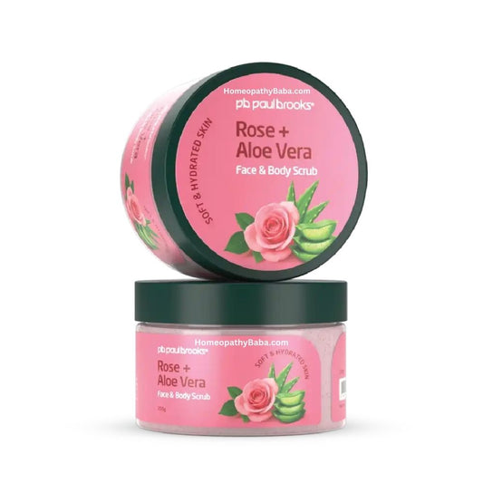 Paul Brooks Rose + Aloe Vera Face and Body Scrub for soft, hydrated skin | Homeopathy Baba