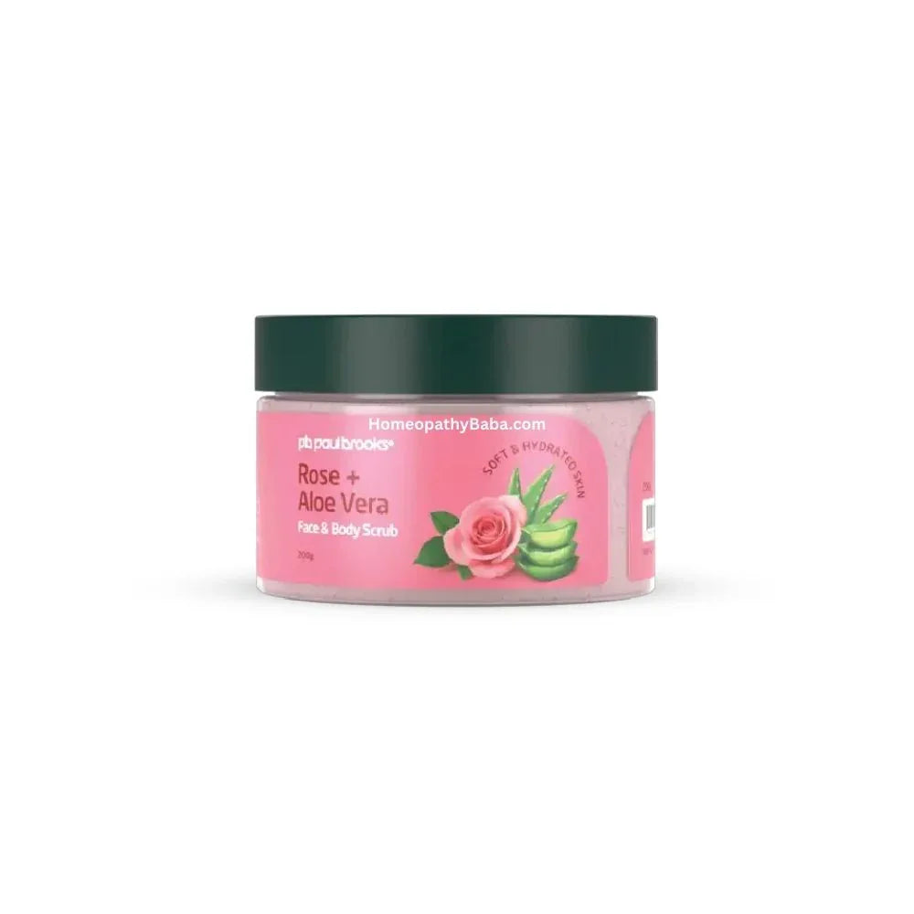 Paul Brooks Rose + Aloe Vera Face and Body Scrub for soft, hydrated skin | Homeopathy Baba
