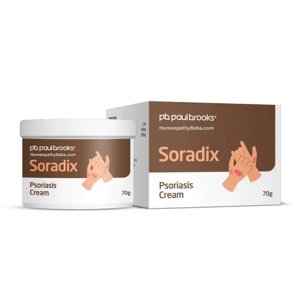 Paul Brooks Soradix Cream for psoriasis symptoms and scaly patches | HomeopathyBaba.com