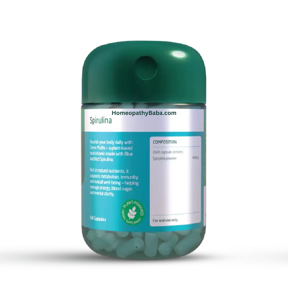 Paul Brooks Spirulina Green Multis Capsules for Daily Immunity and Wellness | Homeopathy Baba