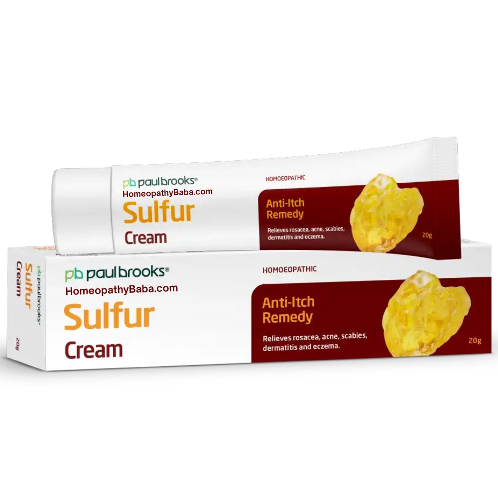 Paul Brooks Sulfur Cream for dry, itchy skin, acne, and freckles | HomeopathyBaba.com