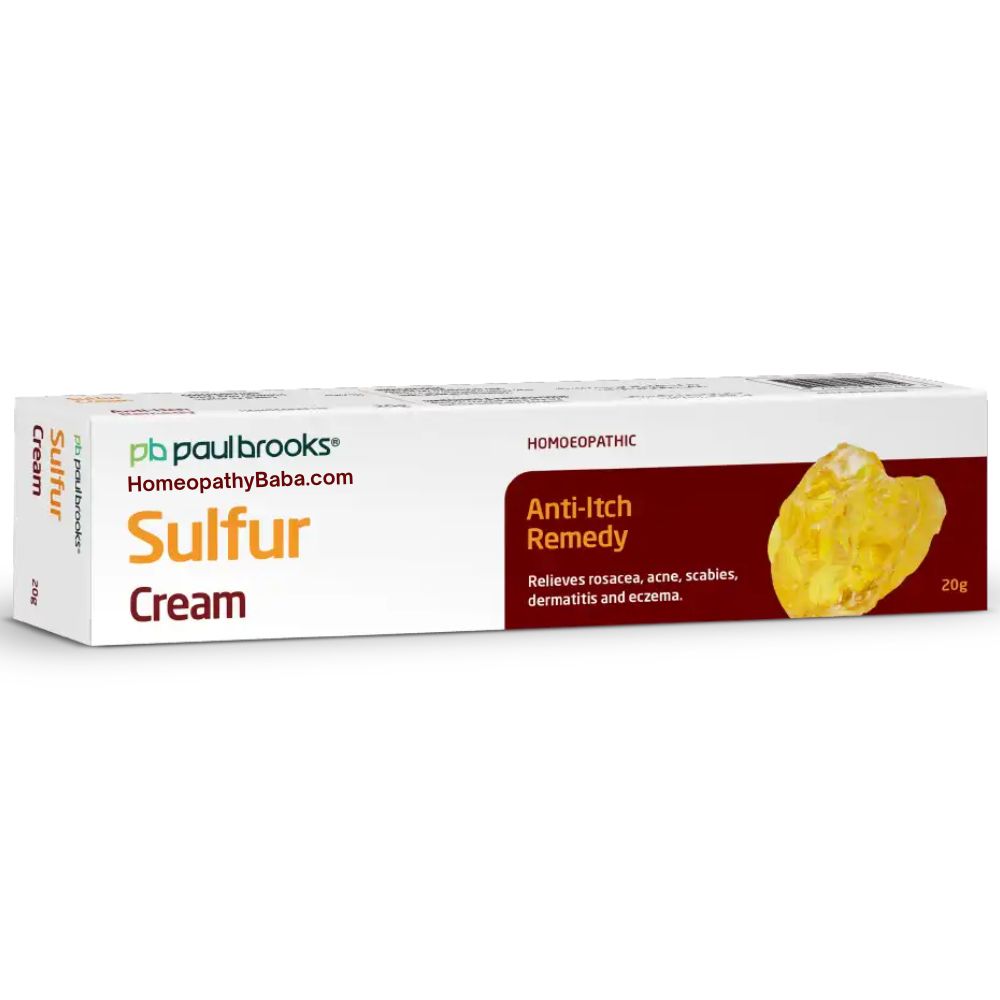 Paul Brooks Sulfur Cream for dry, itchy skin, acne, and freckles | HomeopathyBaba.com