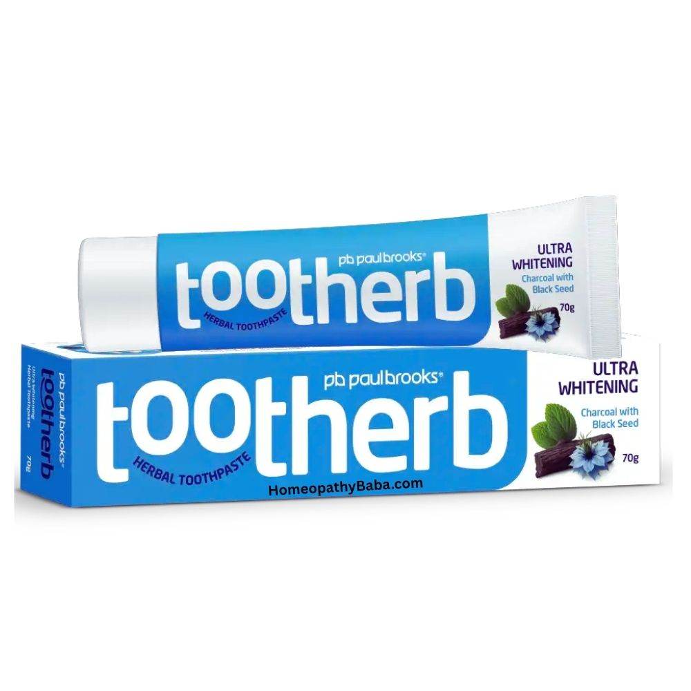 Paul Brooks Tootherb Herbal Toothpaste 70g Two tubes of 'tootherb' ultra whitening herbal toothpaste on a white background