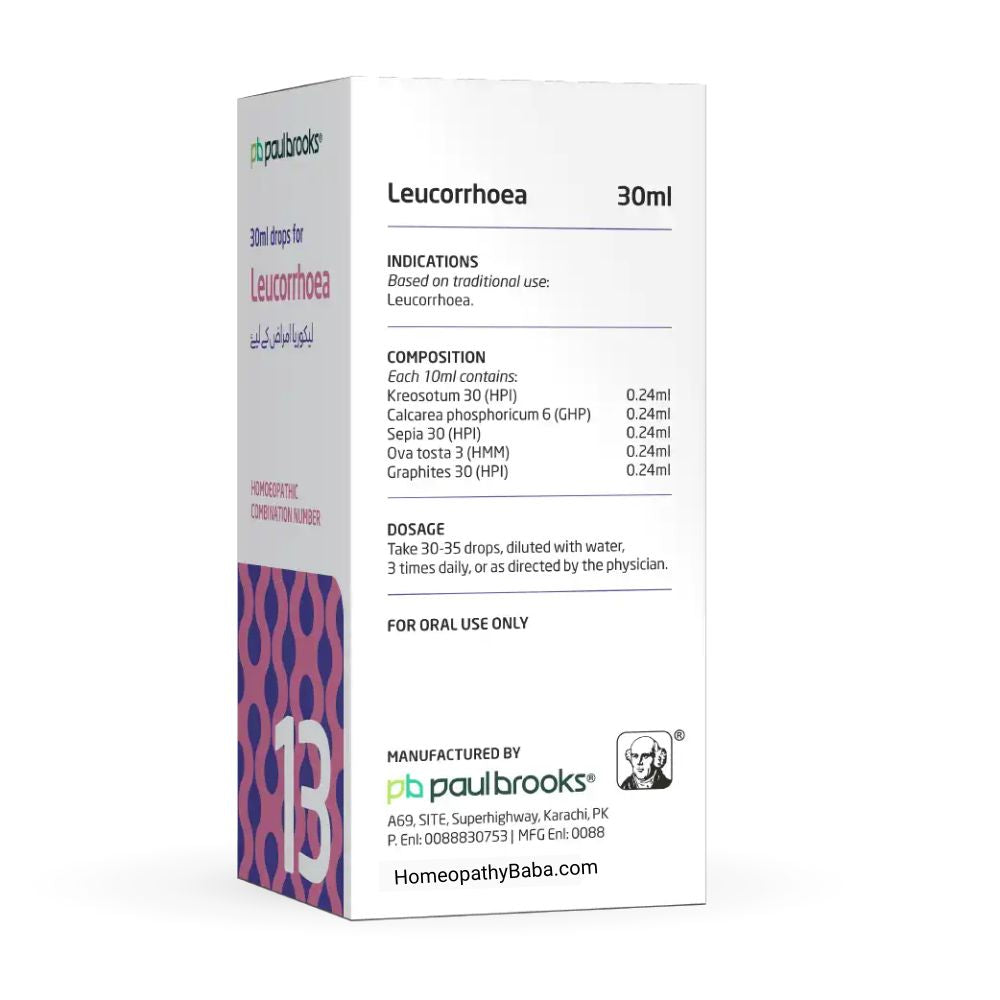 Paul Brooks Combination No 13 for Leucorrhoea Support | HomeopathyBaba.com