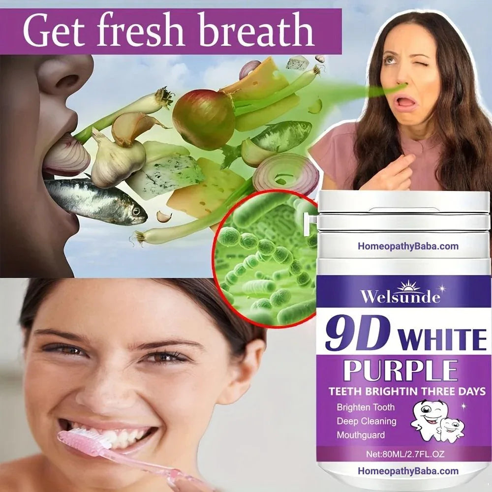 Welsunde 9D White Purple Tooth Powder | Brilliant 7-Day Smile Brightener