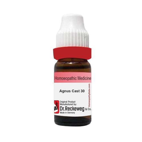 Dr. Reckeweg Agnus Castus 30 homeopathic medicine bottle on a white background

