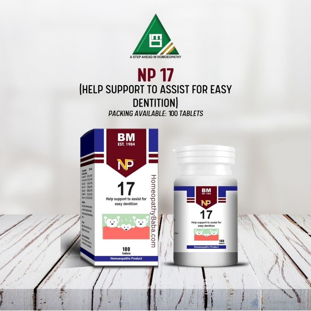 BM NP 17 supplement packaging on a wooden surface with a white background

