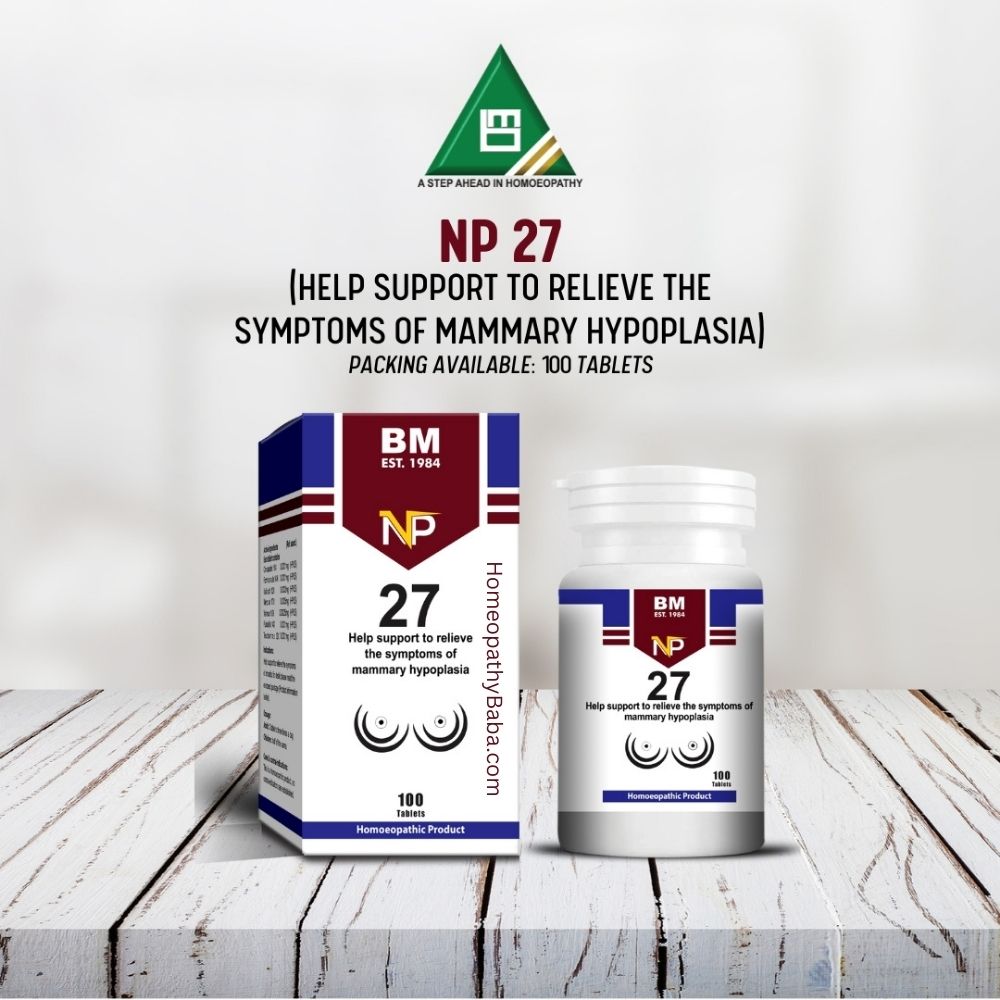 BM NP 27 homeopathic product packaging on a wooden surface with a white background

