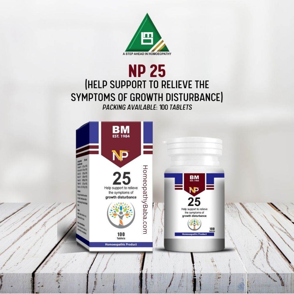 BM NP 25 Tablets for growth disturbance symptom relief and healthy development | HomeopathyBaba.com
