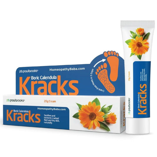 Boric Calendula Kracks Cream 20g packaging with blue and orange design on a white background

