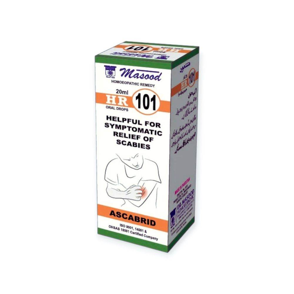 DR Masood HR 101 Drops for Scabies (Kharsih) - HomeopathyBaba.Com