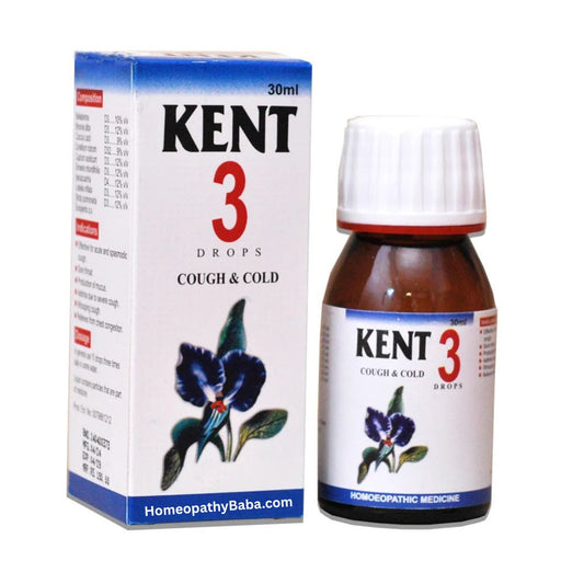 Kent 3 Drops for relieving cough, cold, and chest congestion | Homeopathy Baba