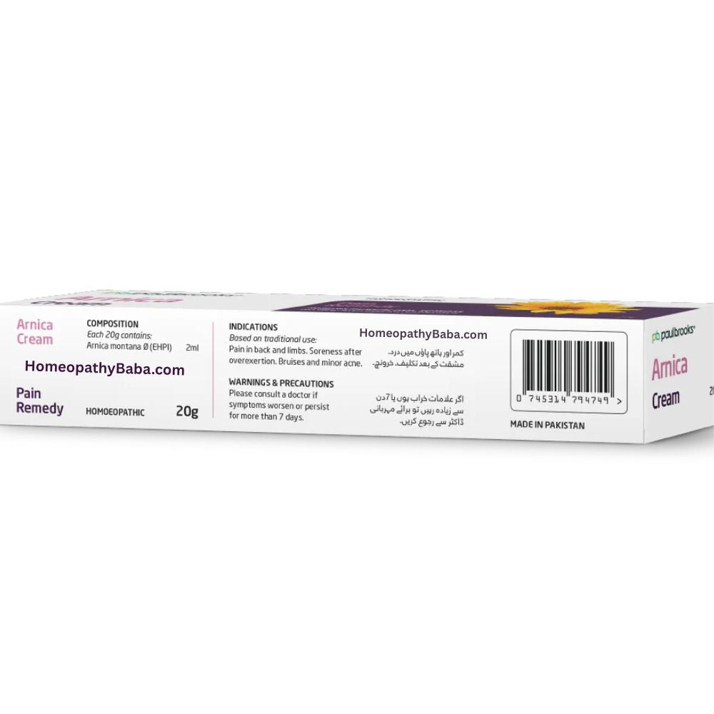 Paul Brooks Arnica Cream for pain, bruises, and muscle soreness | Homeopathy Baba