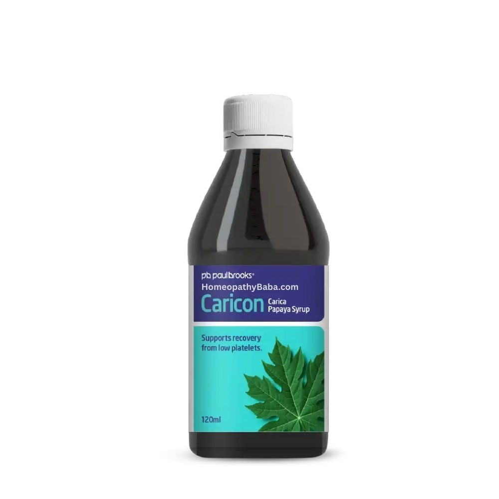Bottle of Paul Brooks Caricon Syrup 120ml with a blue label on a white background

