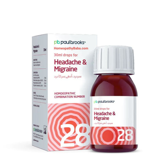 Paul Brooks Combination No 28 for Headache & Migraine Support | HomeopathyBaba.com