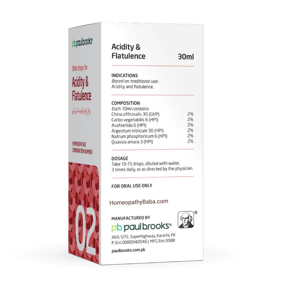Paul Brooks Combination No 2 for Acidity & Gas Support | HomeopathyBaba.com