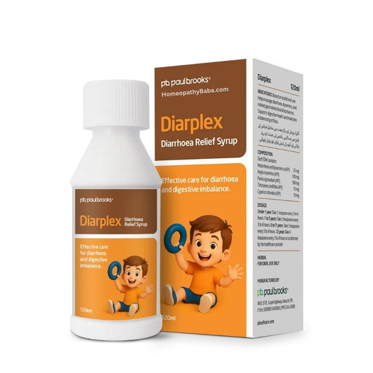 Paul Brooks Diarplex Syrup 120ml  bottle and packaging on a white background

