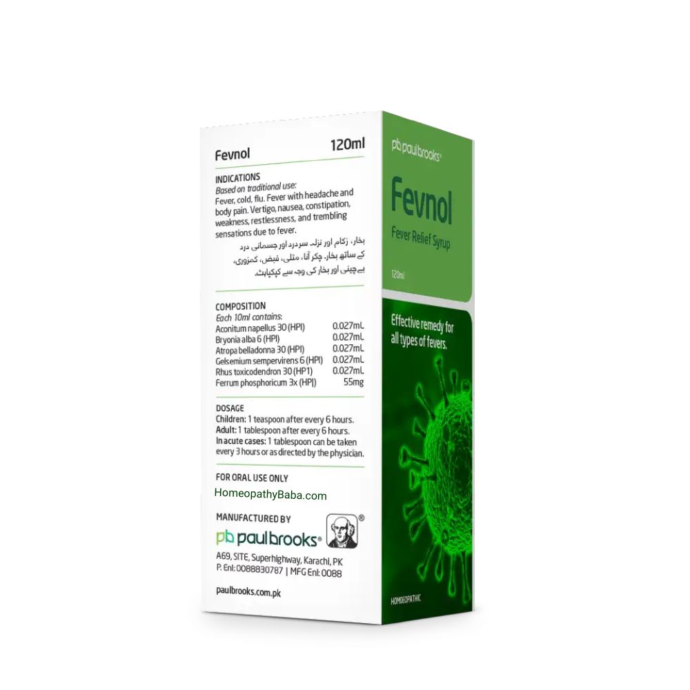 Paul Brooks Fevnol Syrup | Fever, Cold & Flu Support