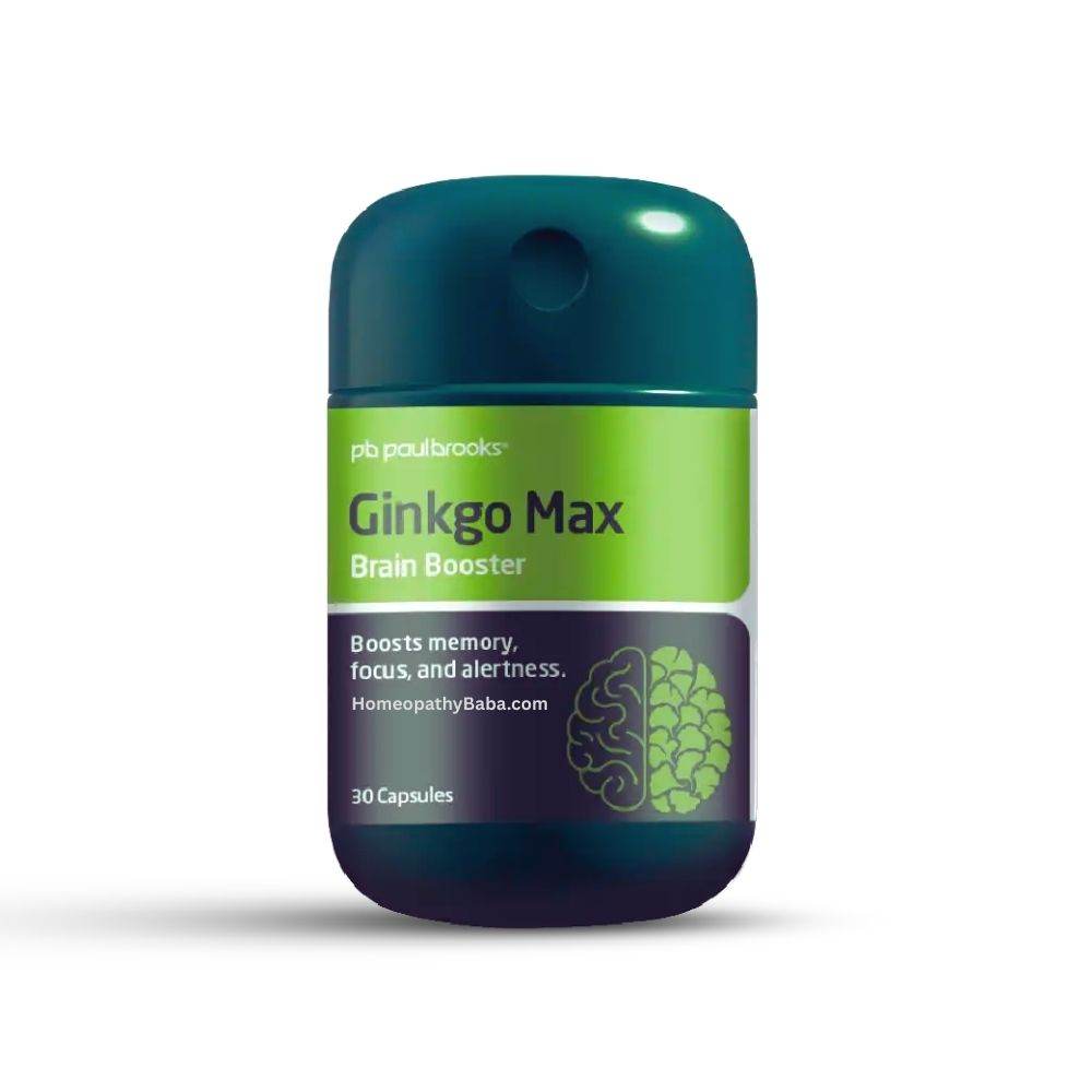Paul Brooks Ginkgo Max Capsules, Ginkgo Max brain booster supplement container on a white background

