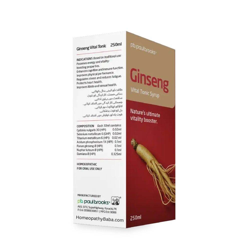 Paul Brooks Ginseng Vital Tonic Syrup 250ml - HomeopathyBaba.Com