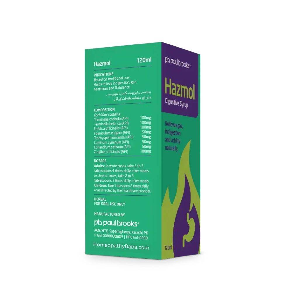 HAZMOL Digestive Syrup 120ML - HomeopathyBaba.Com