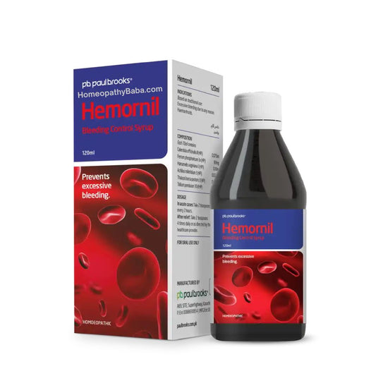 Paul Brooks Hemornil Syrup for hemorrhoids and bleeding | HomeopathyBaba.com