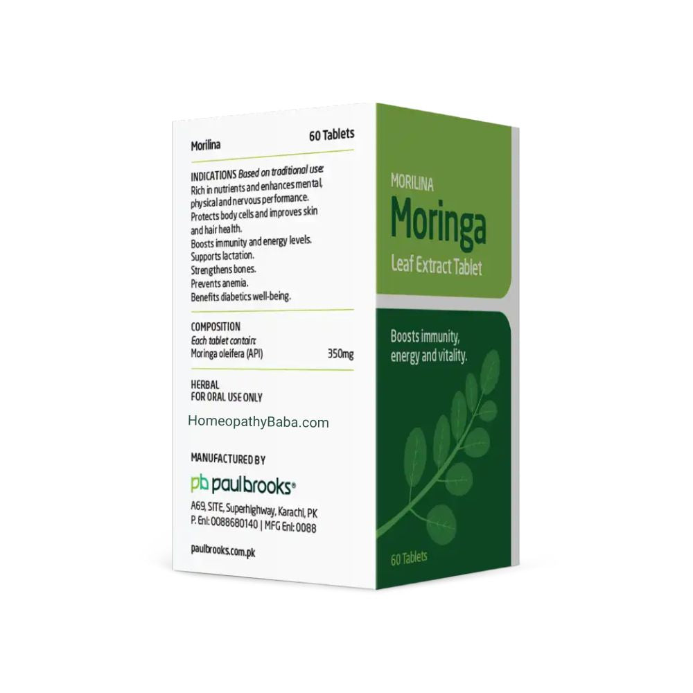 Paul Brooks Morilina Moringa Tablets for Energy & Immunity | HomeopathyBaba.com