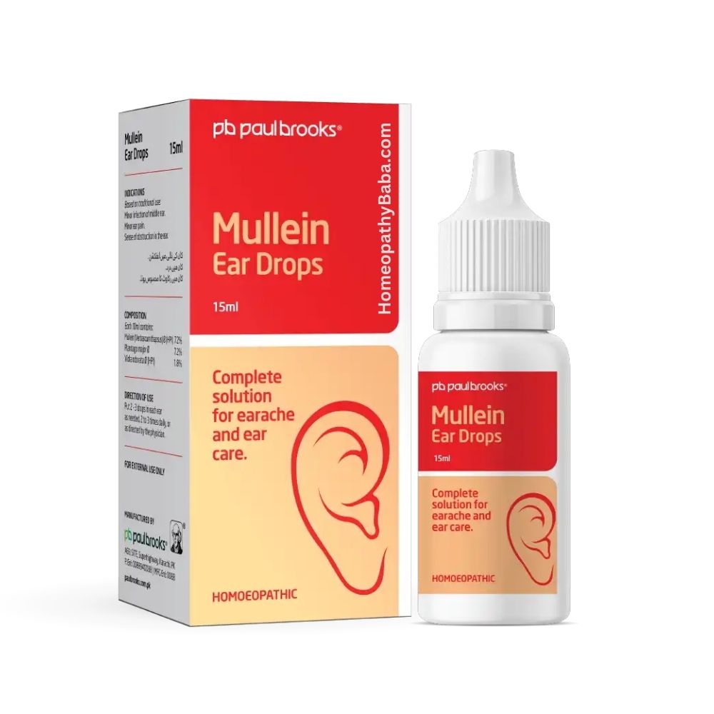 Paul Brooks Mullein Ear Drops packaging and bottle on a white background

